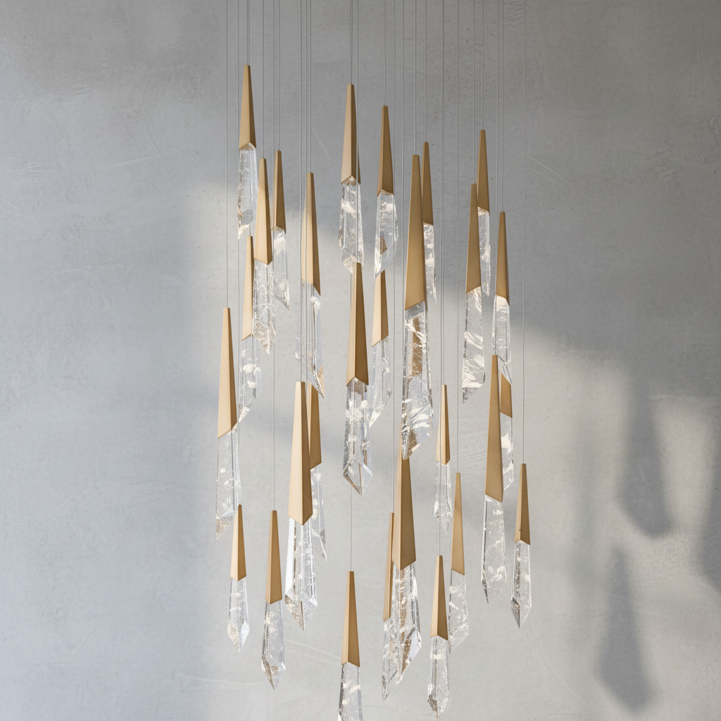 Riviko Radiant Prism Square LED Multi Pendant Light - Background Shot