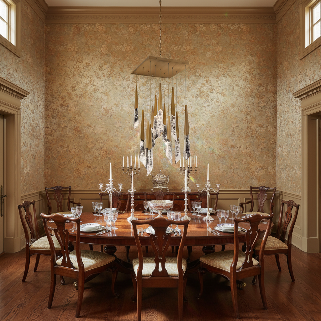 Riviko Radiant Prism Square LED Multi Pendant Light - formal American dining room