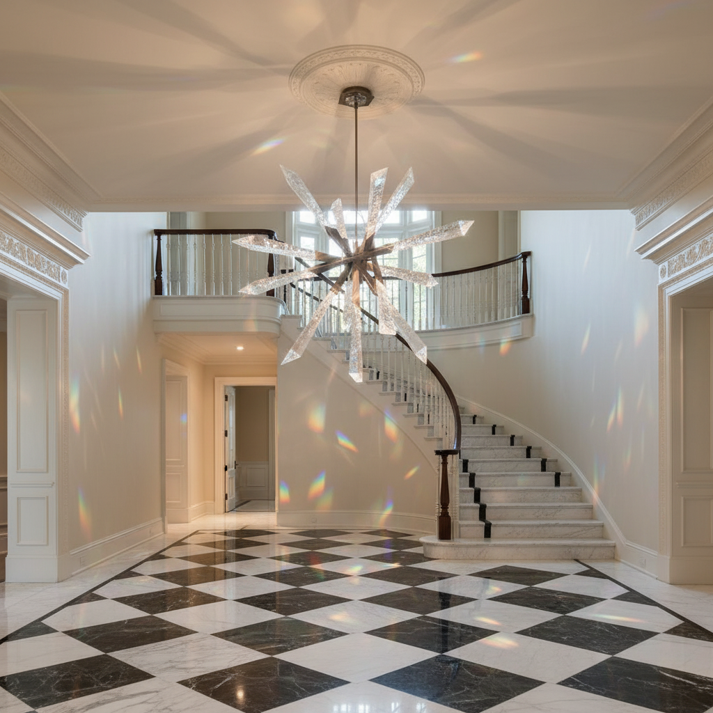 Riviko Celestial Halo LED Pendant Light - grand American estate foyer
