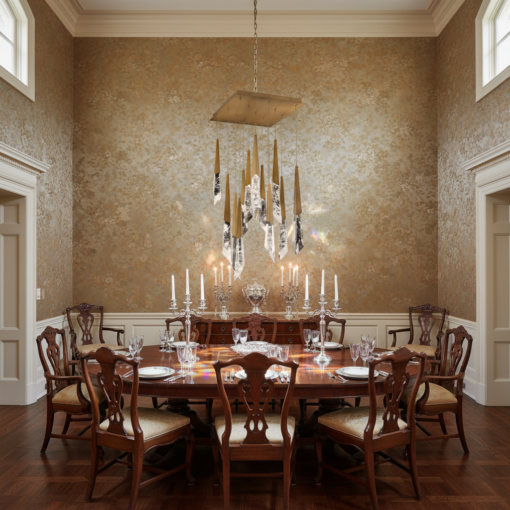 Riviko Solitude Square LED Multi Pendant Light - formal American dining room