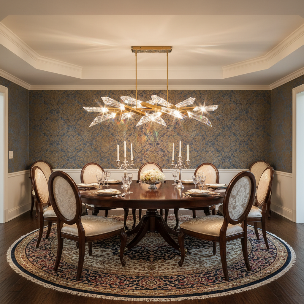 Riviko Radiant Shard Linear LED Pendant - formal American dining room