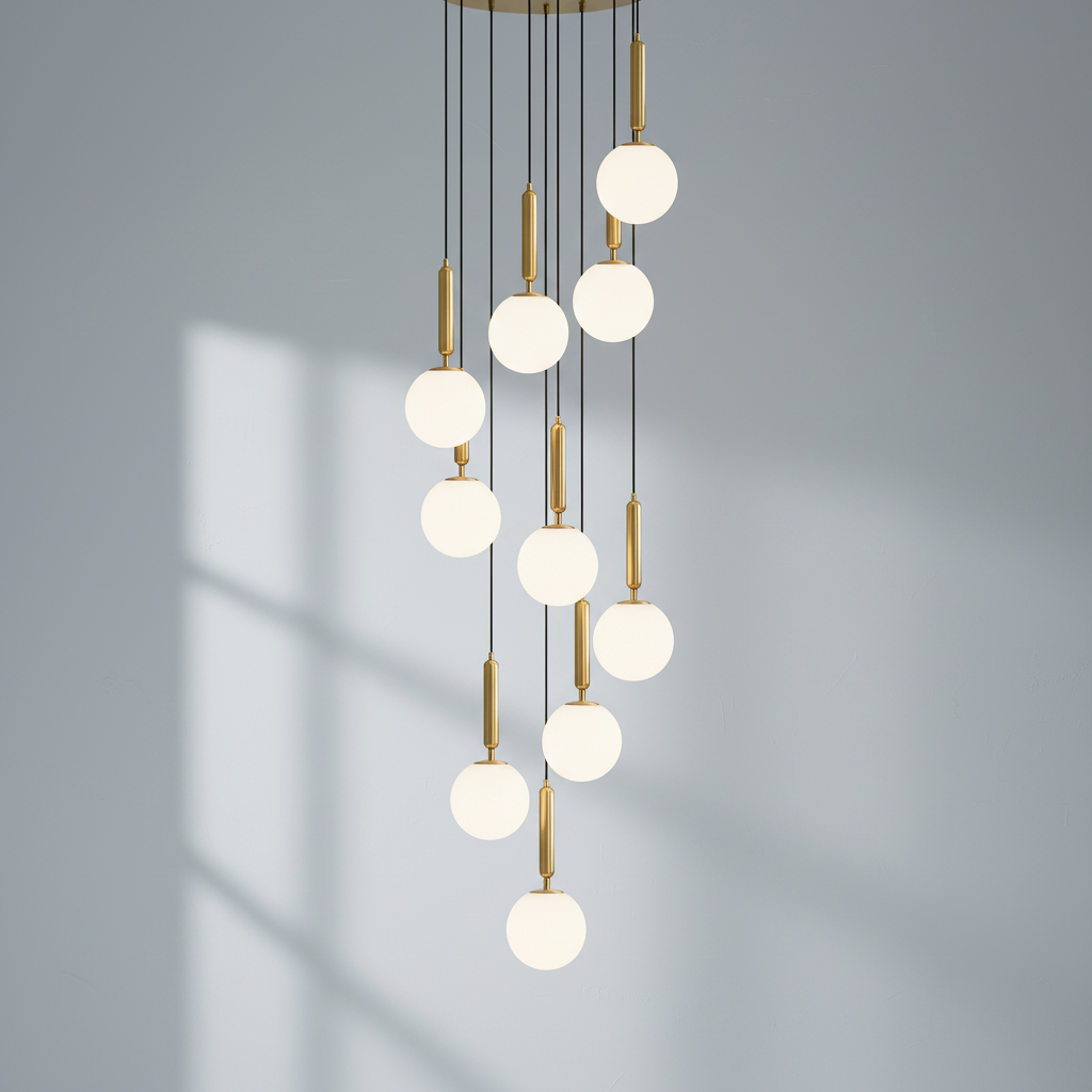 Riviko Extra Large Nordic Minimalist Long Pendant Light for Spiral Staircase/High-ceiling Room - Studio Shot