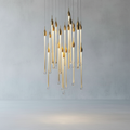 Riviko Veridian Raindrop Brass Pendant Chandelier - Background Shot