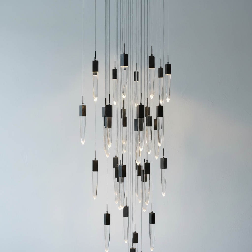 Riviko Cosmic Radiance Round/Rectangle Crystal Pendant Chandelier - Background Shot
