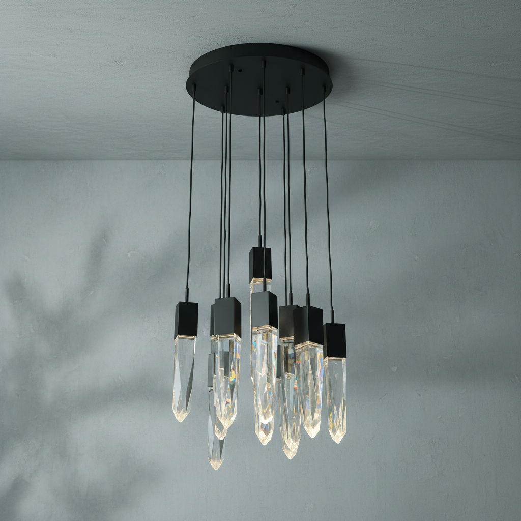 Riviko Cosmic Radiance Round/Rectangle Crystal Pendant Chandelier - Background Shot