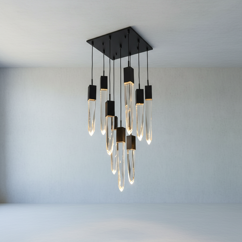 Riviko Cosmic Radiance Round/Rectangle Crystal Pendant Chandelier - Background Shot