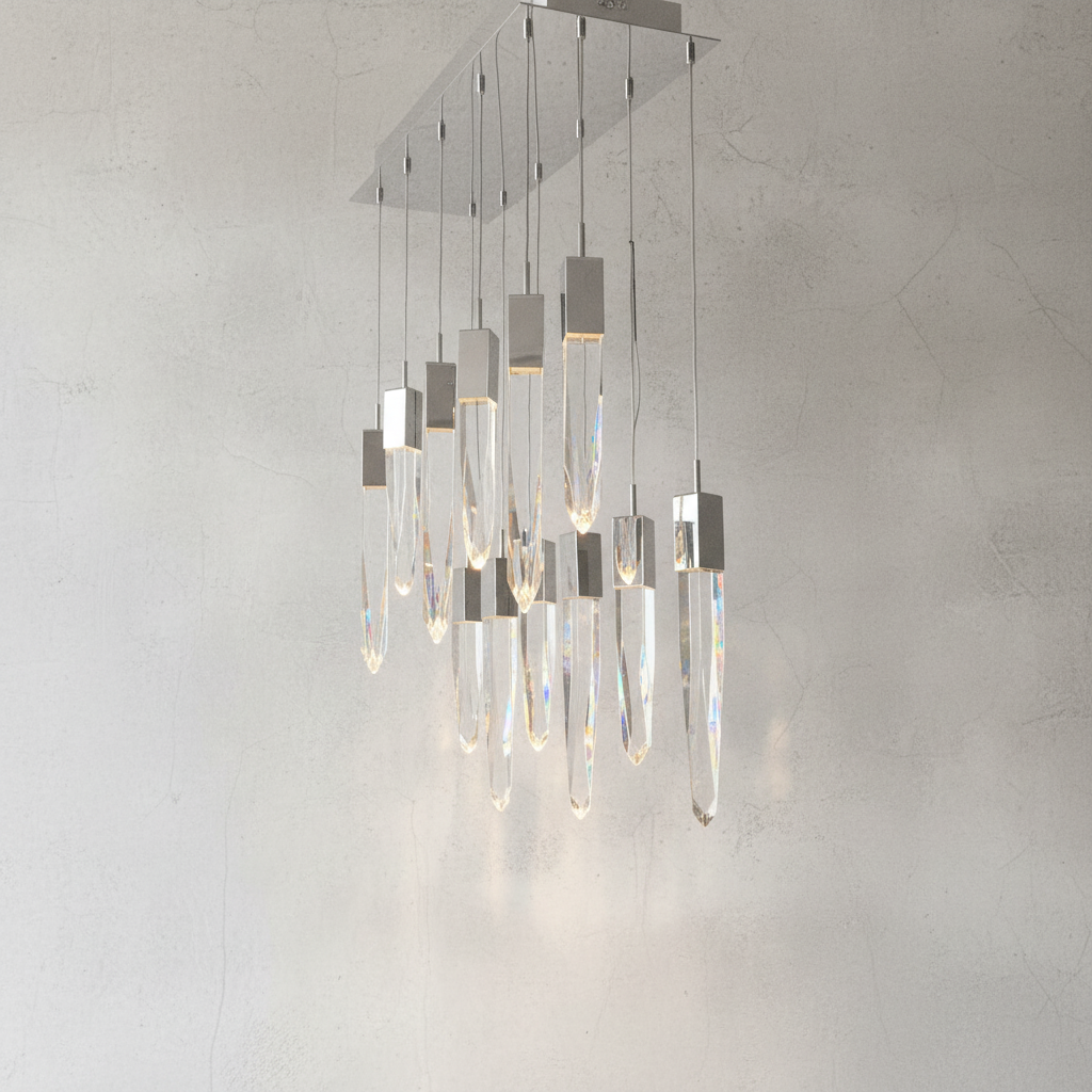 Riviko Cosmic Radiance Round/Rectangle Crystal Pendant Chandelier - Background Shot
