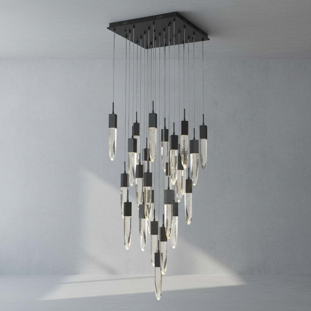 Riviko Cosmic Radiance Round/Rectangle Crystal Pendant Chandelier - Background Shot
