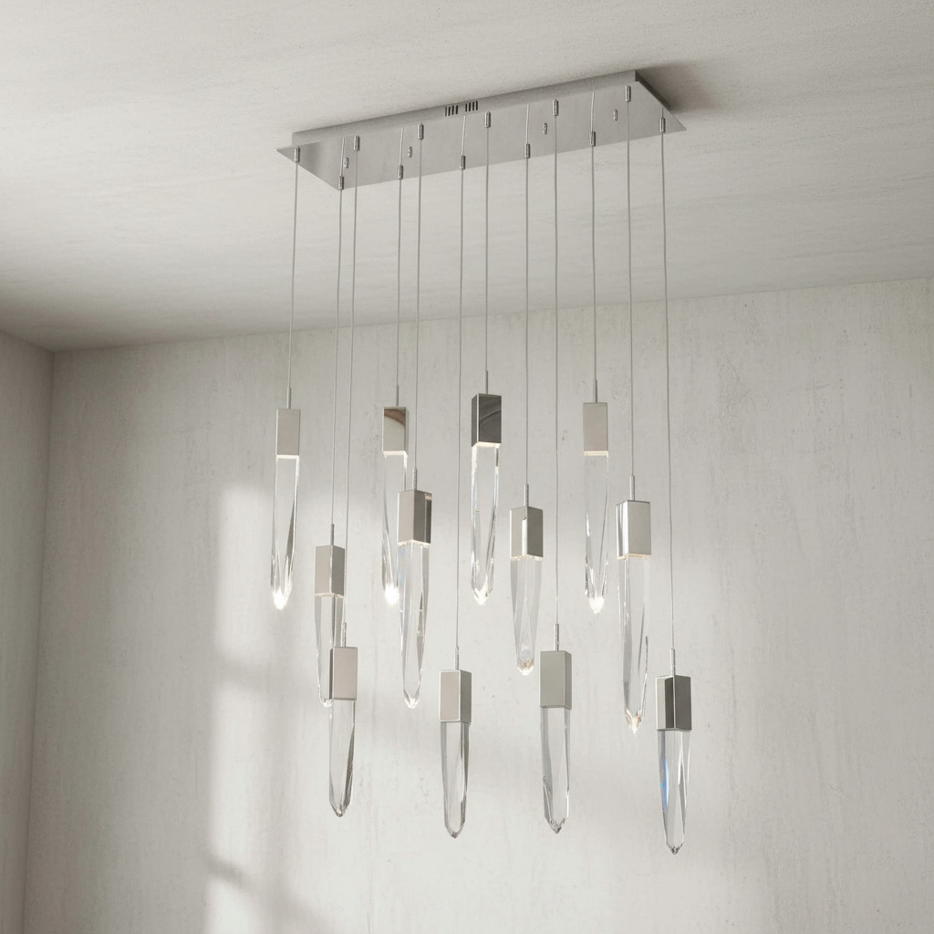 Riviko Cosmic Radiance Round/Rectangle Crystal Pendant Chandelier - Background Shot