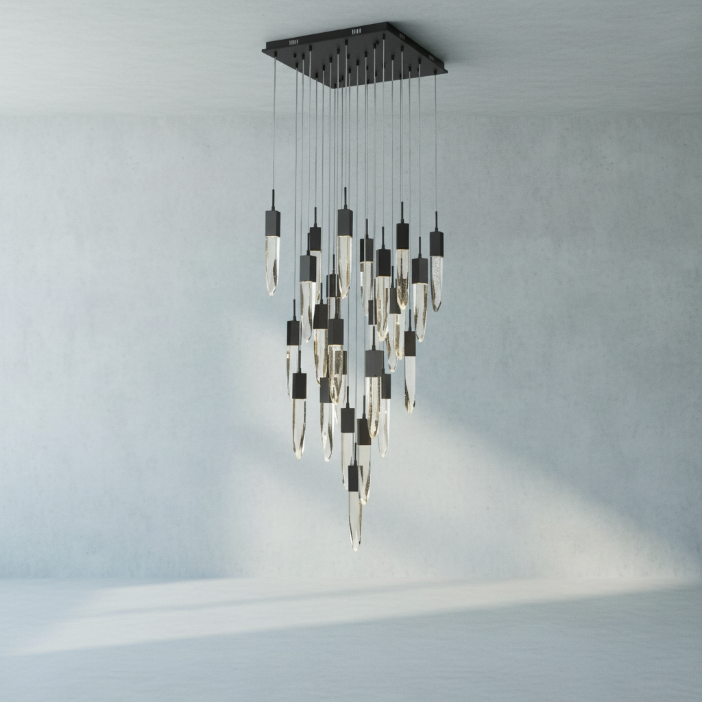 Riviko Cosmic Radiance Round/Rectangle Crystal Pendant Chandelier - Background Shot