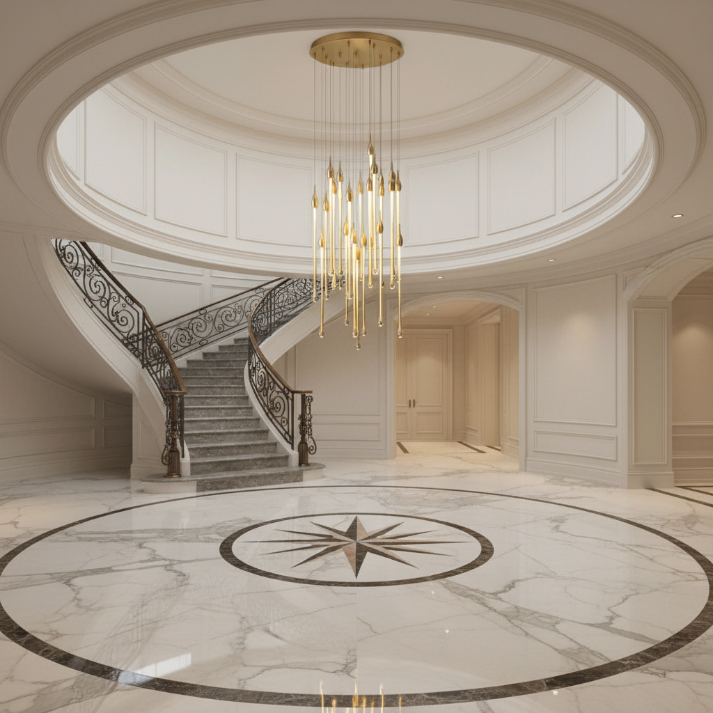 Riviko Veridian Raindrop Brass Pendant Chandelier - grand American foyer with two-story ceiling