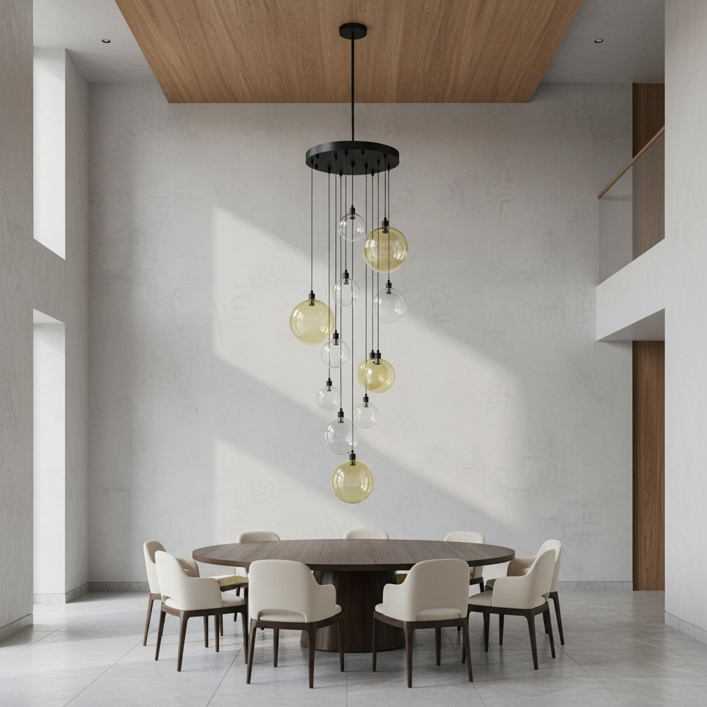 Riviko Lunar Bloom Natural Marble Pendant Light Fixture - Background Shot