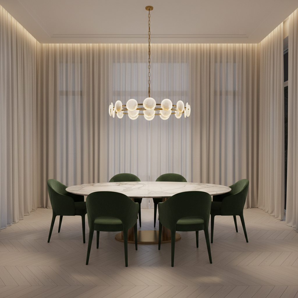 Riviko Lunar Bloom Natural Marble Pendant Light Fixture - luxurious American dining room