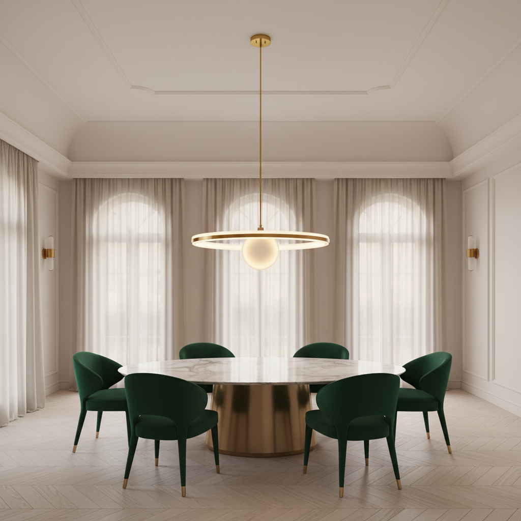 Riviko Lunar Bloom Natural Marble Pendant Light Fixture - luxurious American dining room