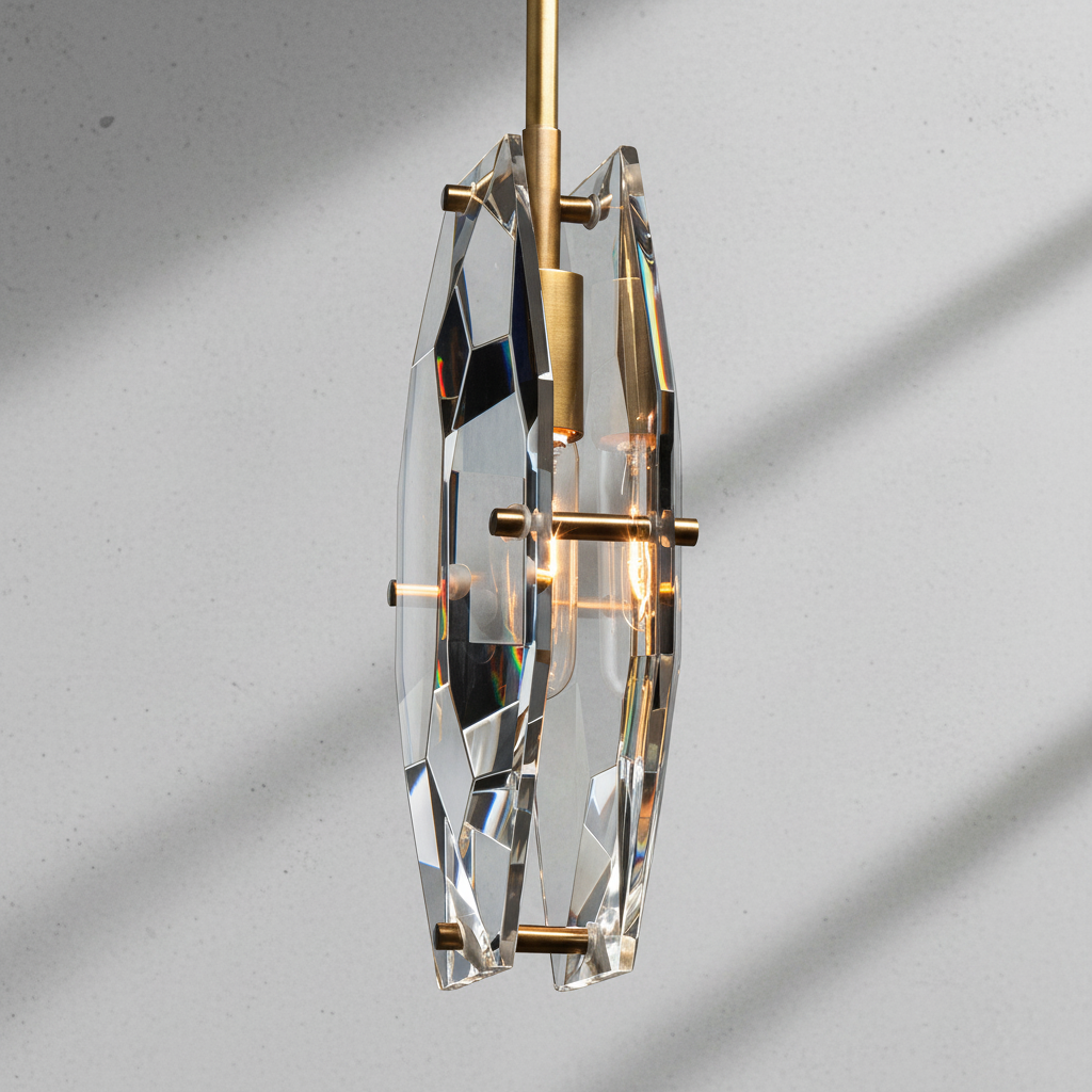 Riviko Corin Faceted Smoke Crystal Pendant Light - Background Shot