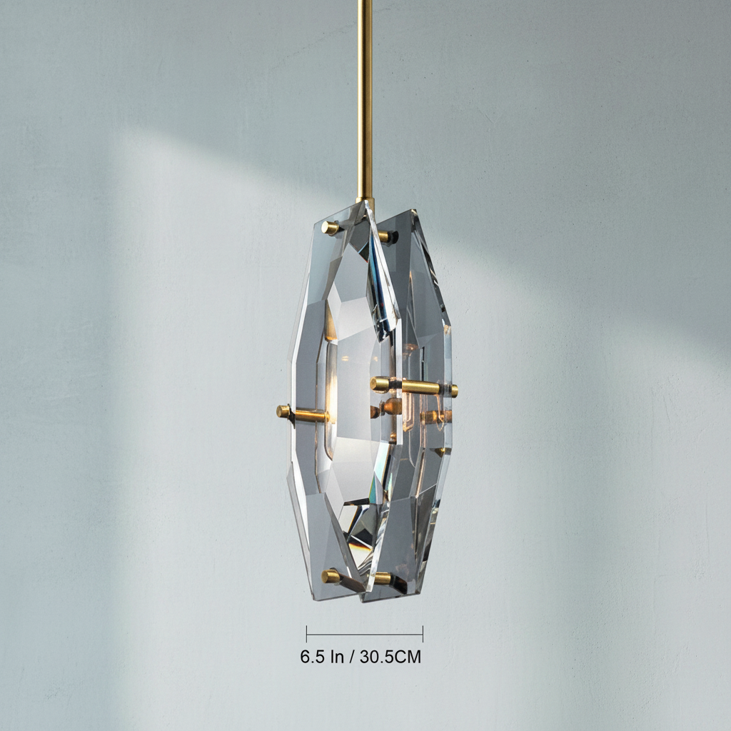 Riviko Corin Faceted Smoke Crystal Pendant Light - Background Shot