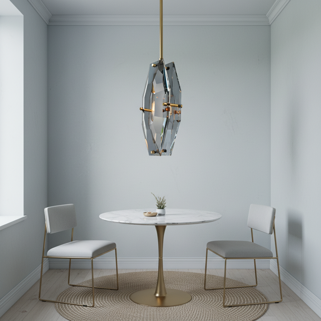 Riviko Corin Faceted Smoke Crystal Pendant Light - Background Shot