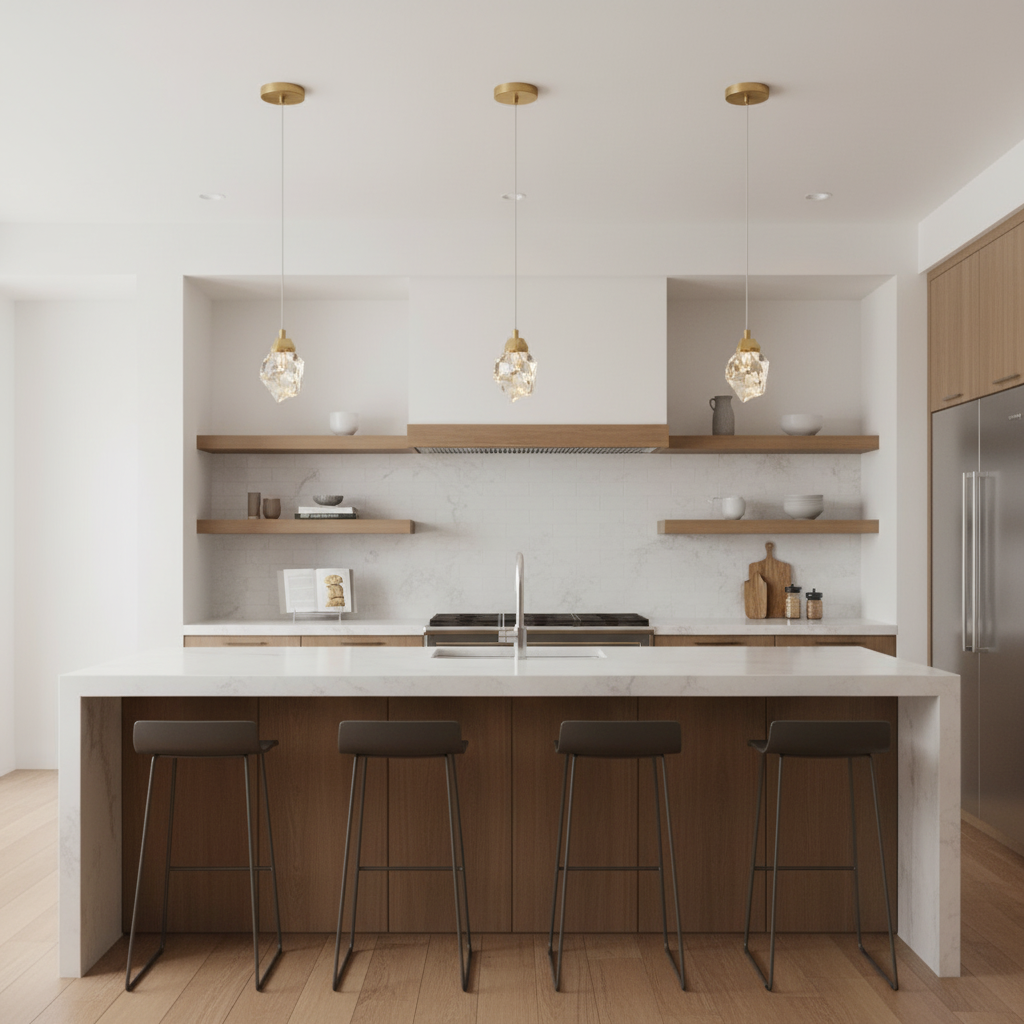 Riviko Radiant Facet Single Pendant - modern American kitchen