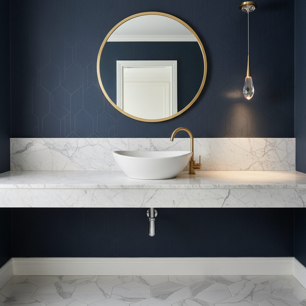 Riviko Dewdrop Faceted LED Mini Pendant - elegant American powder room