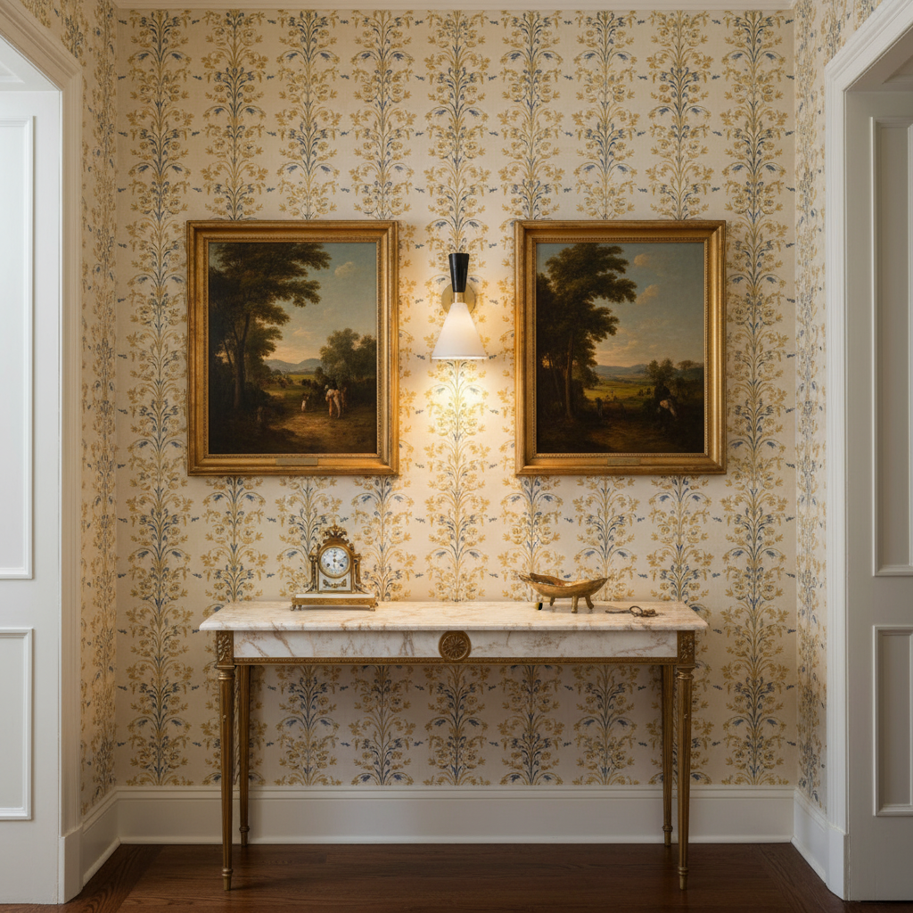 Riviko Veridian Brass Wall Sconce - sophisticated American hallway alcove