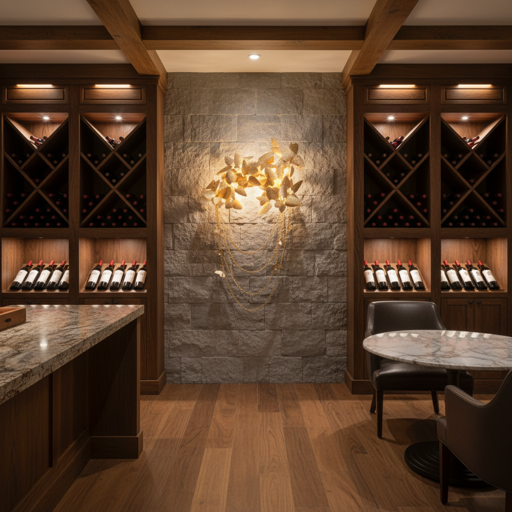 Riviko Gilded Bloom Metal Wall Sconce - luxury American wine room