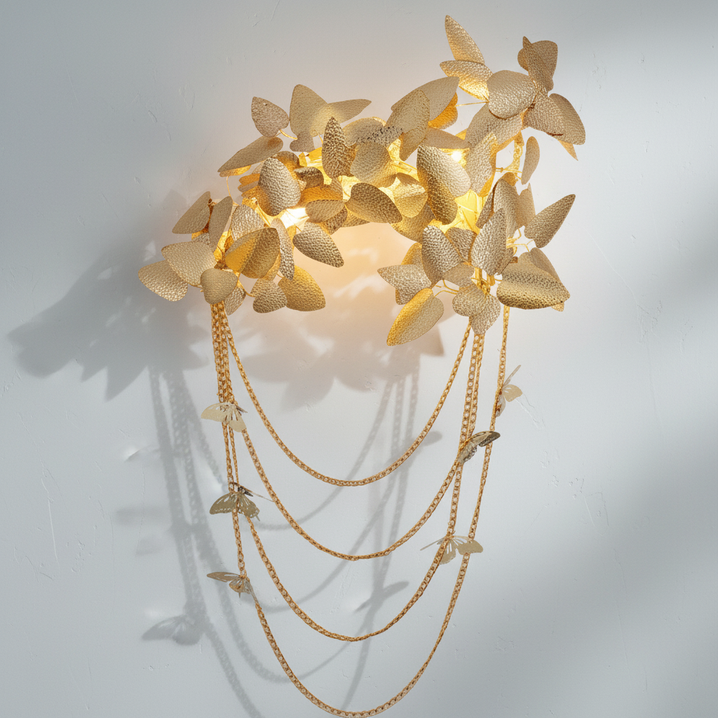 Riviko Della Modern Gold Leaf Bedroom Sconce - Studio Shot