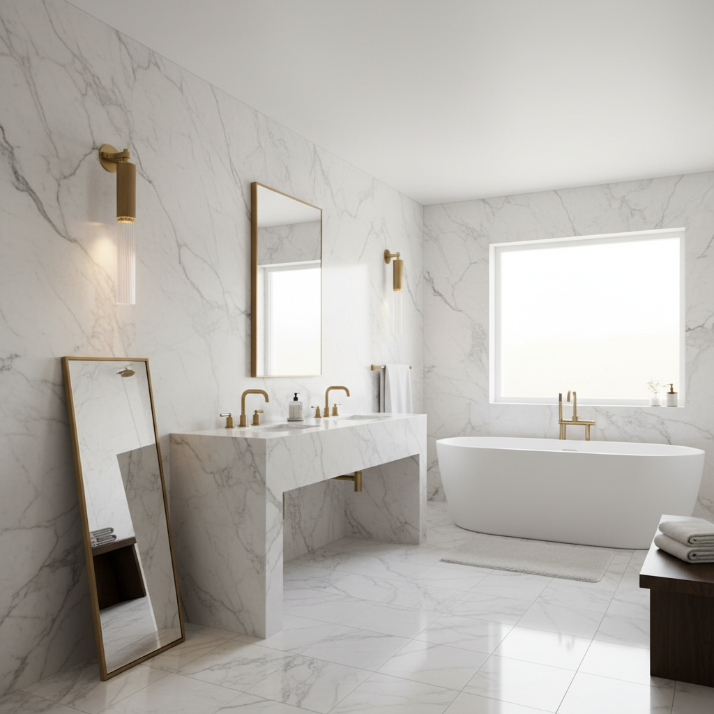 Riviko Veridian Arc Wall Sconce - luxury American master bathroom