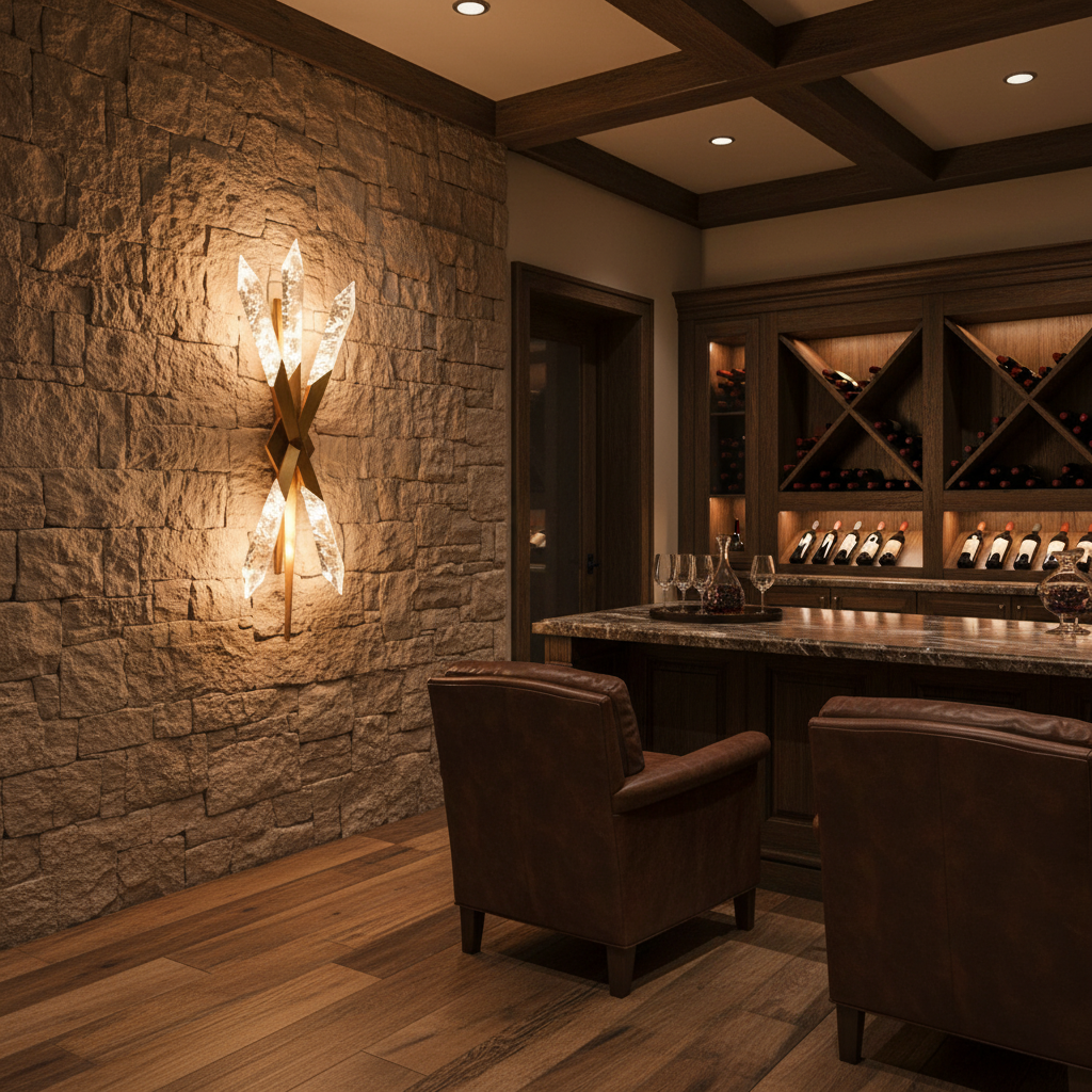 Riviko Geometric Radiance 3-Light LED Wall Sconce - luxury American wine room