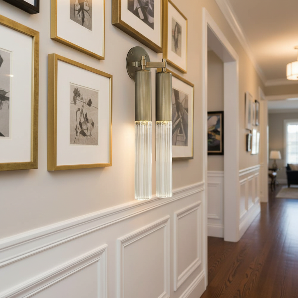 Riviko Flume Duet Double Wall Sconce - American hallway gallery
