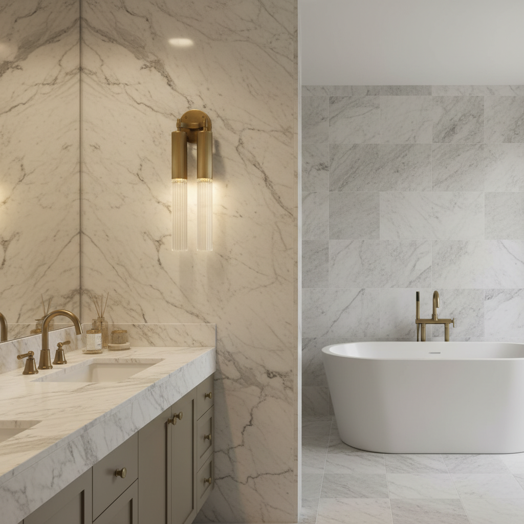 Riviko Flume Duet Double Wall Sconce - luxury American master bathroom