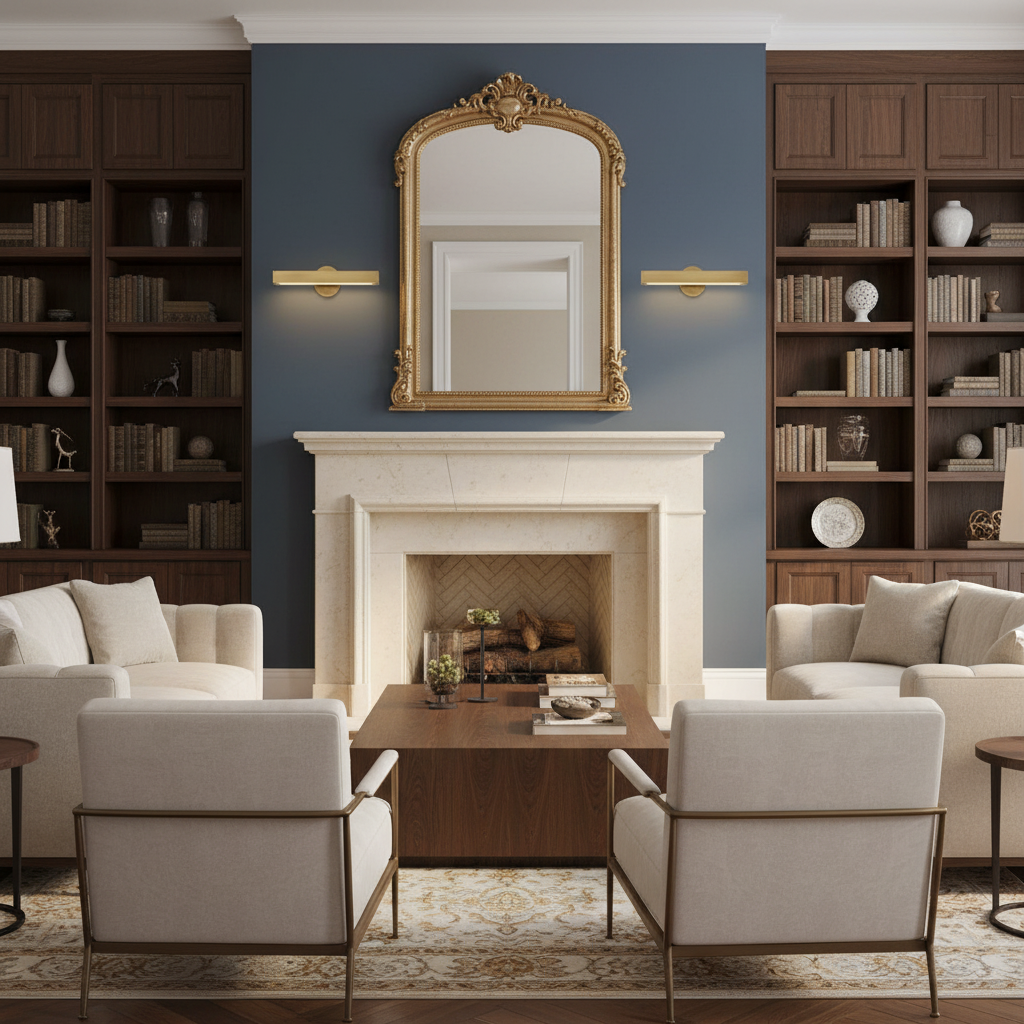 Riviko Veridian Square LED Picture Light - American formal living room
