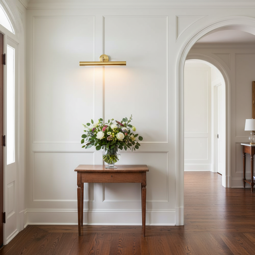 Riviko Artisan Gallery Picture Light - elegant American entryway with arched doorway