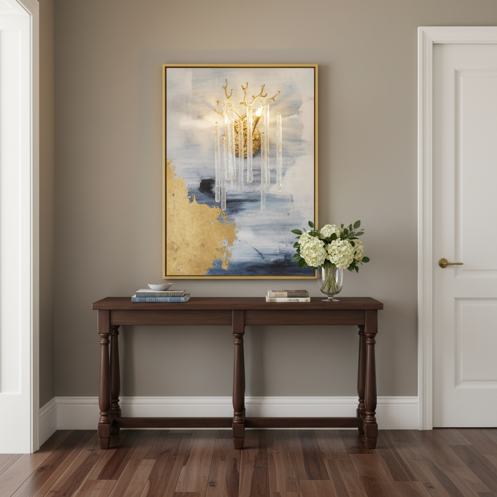 Riviko Gilded Branch Crystal Wall Sconce - elegant American entryway