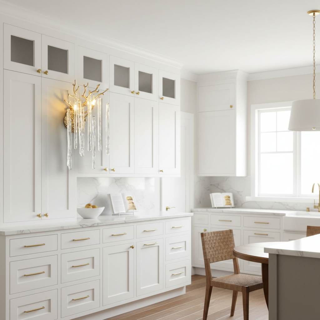 Riviko Gilded Branch Crystal Wall Sconce - American transitional kitchen