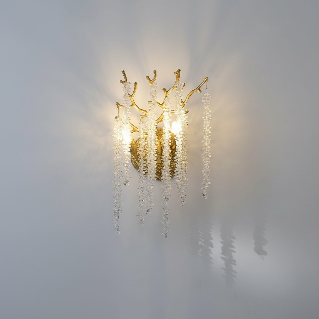 Riviko Glimmer Bloom Crystal Gold Wall Sconce - Background Shot