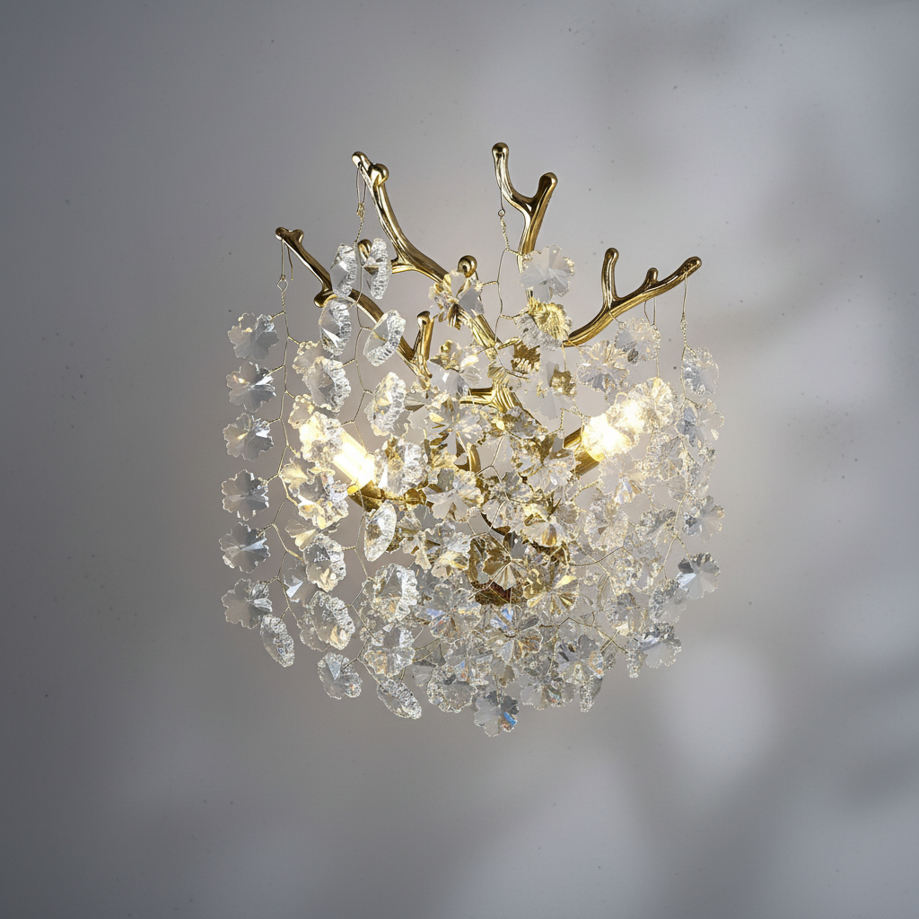 Riviko Gilded Bloom 2-Light Crystal Wall Sconce - Background Shot