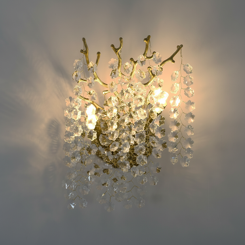 Riviko Gilded Bloom 2-Light Crystal Wall Sconce - Background Shot