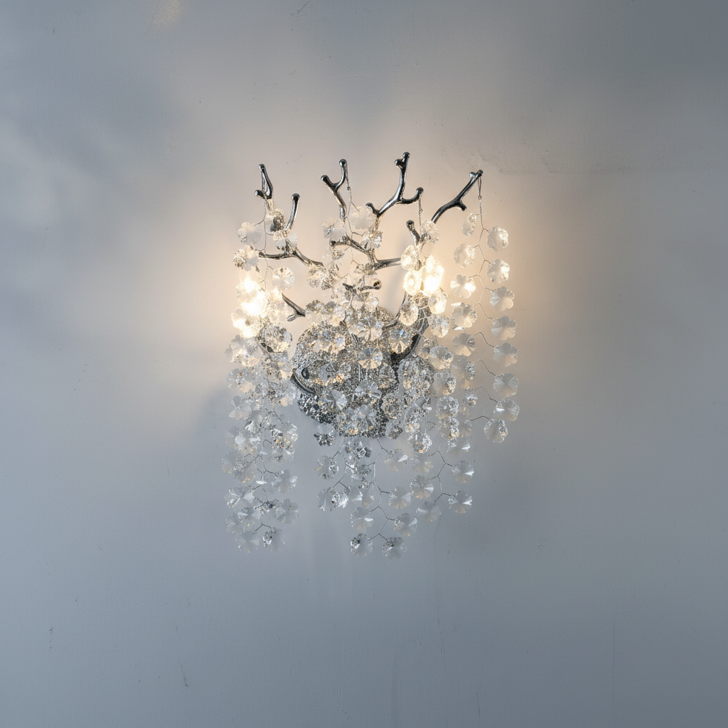 Riviko Gilded Bloom 2-Light Crystal Wall Sconce - Background Shot