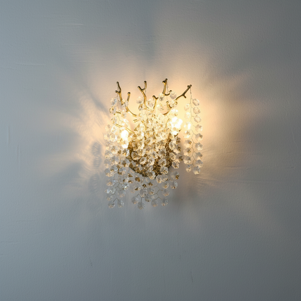 Riviko Gilded Bloom 2-Light Crystal Wall Sconce - Background Shot