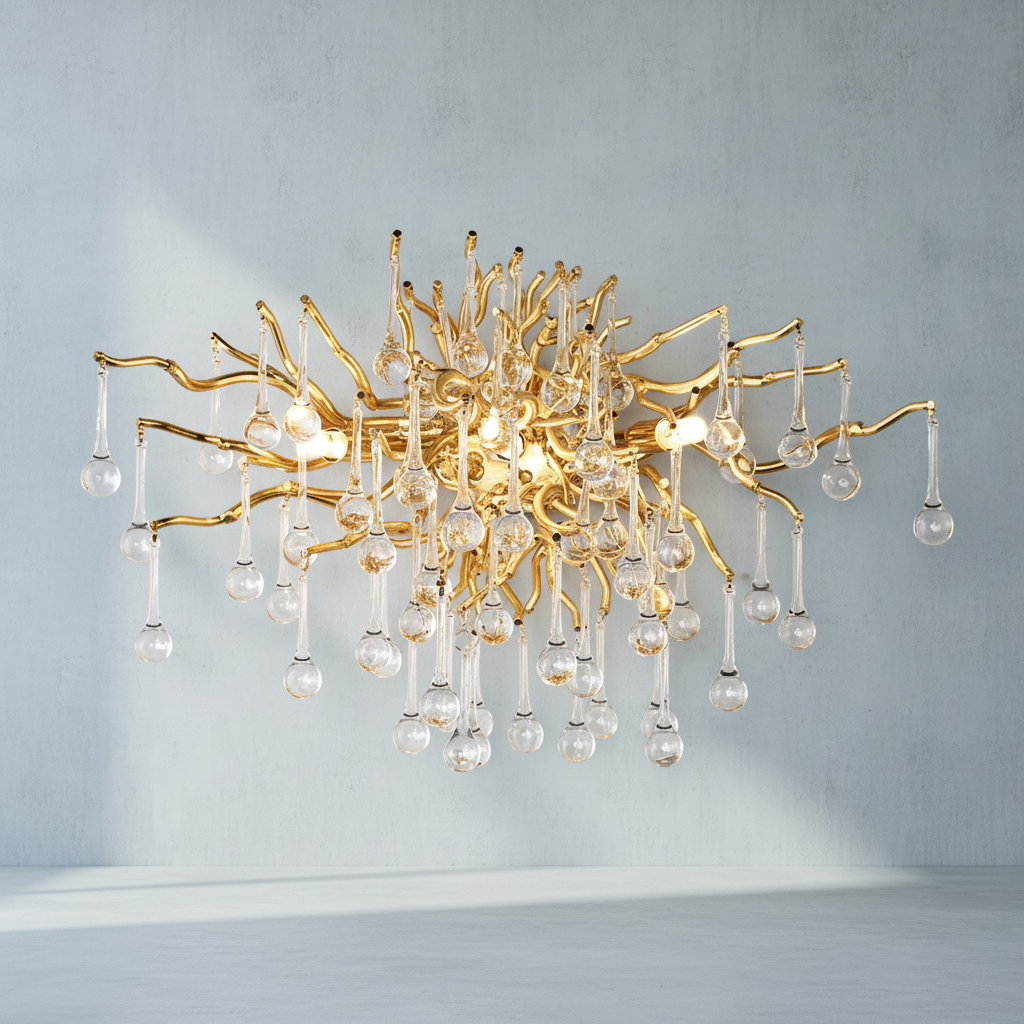 Riviko Gilded Bloom Crystal Wall Sconce - Background Shot