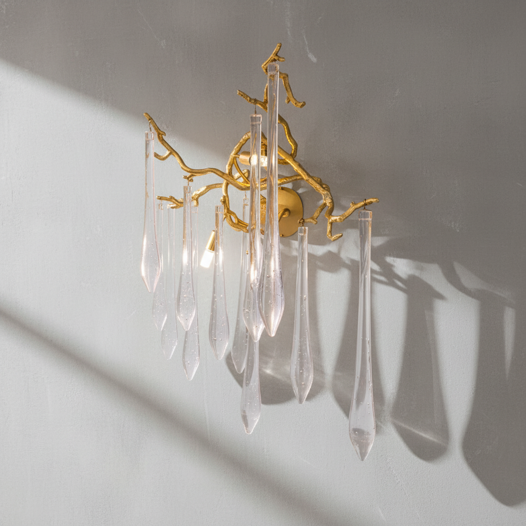 Riviko Gilded Branch Crystal Wall Sconce - Background Shot