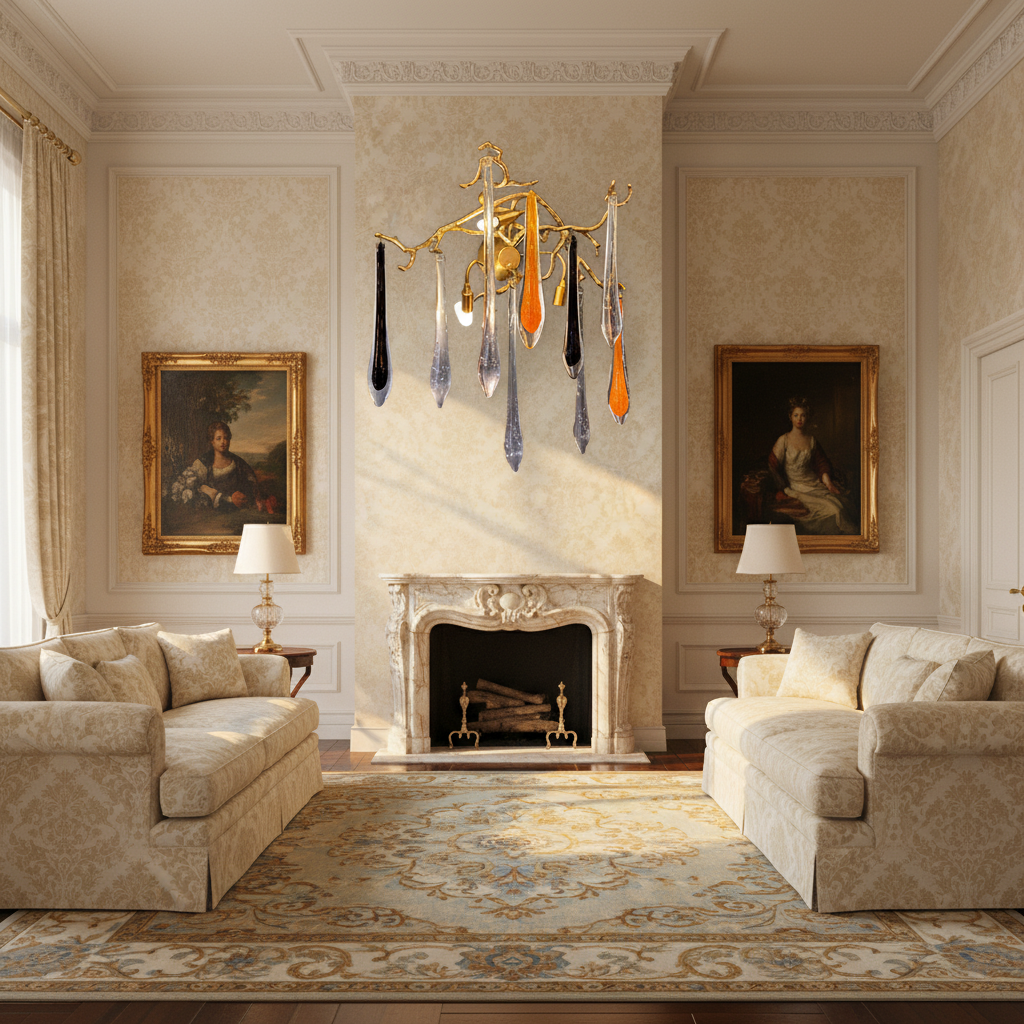 Riviko Gilded Branch Crystal Wall Sconce - American formal living room with 12-foot ceilings