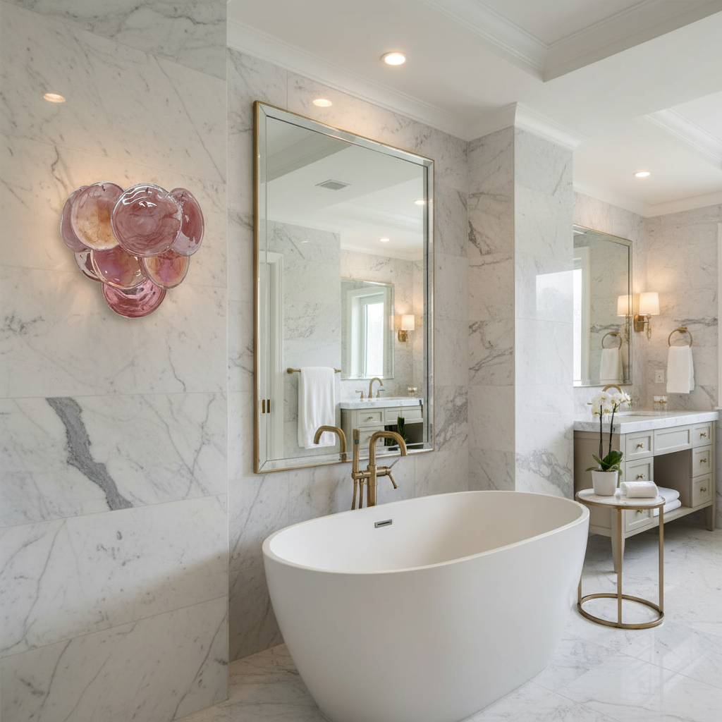 Riviko Opulent Murano Glass Wall Sconce - luxury American master bathroom