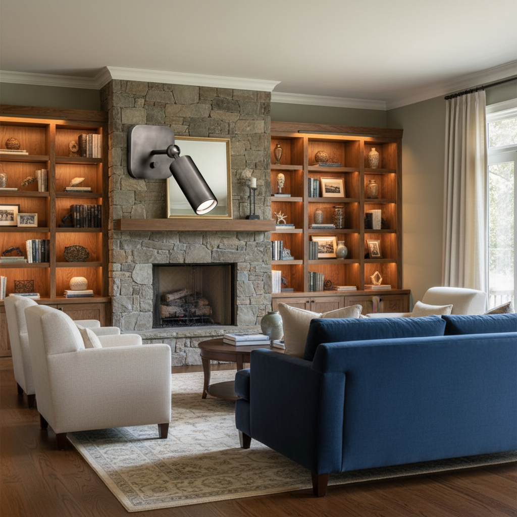Riviko Cylinder Form Pivoting Wall Sconce - American formal living room