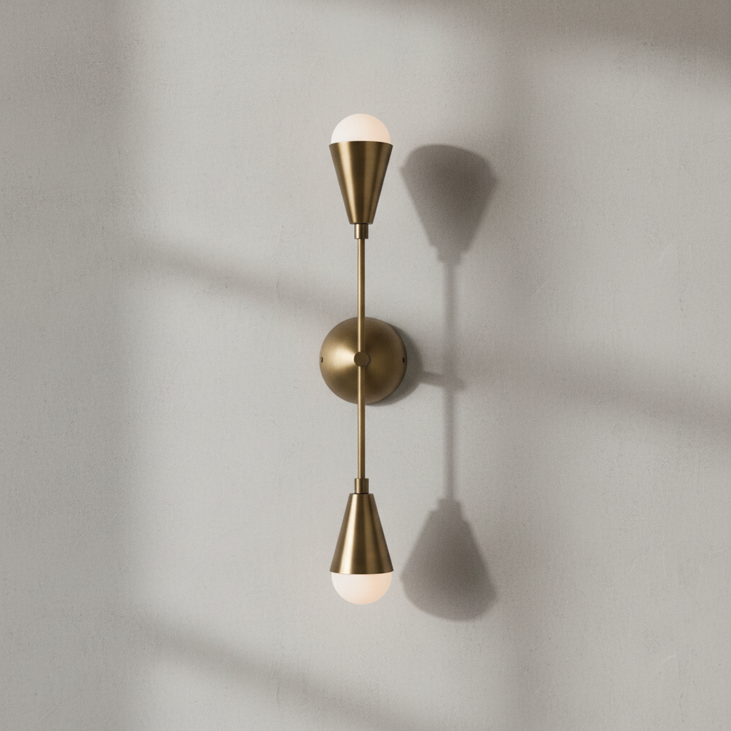 Riviko Geometric Triad Brass Wall Sconce - Background Shot