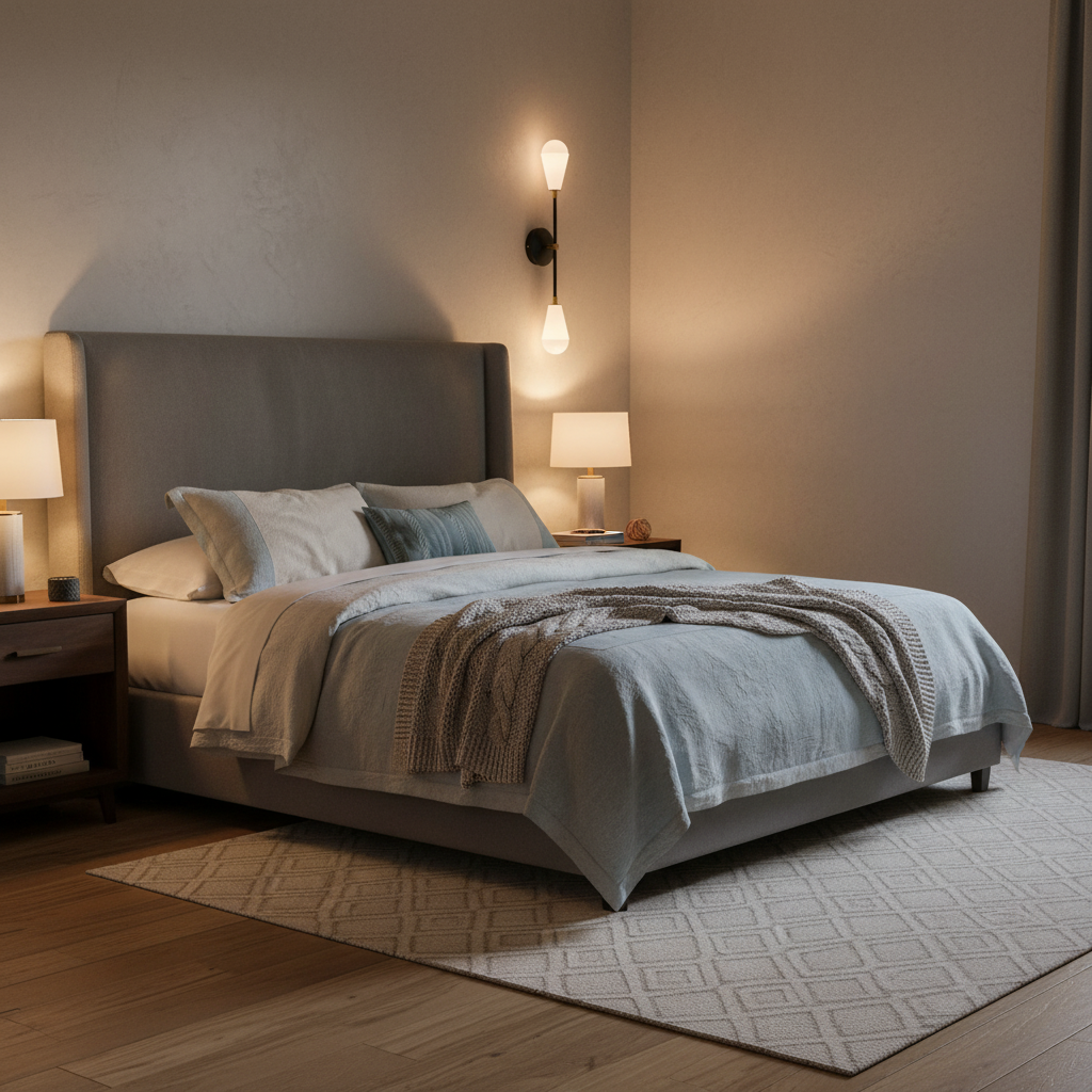 Riviko Geometric Triad Brass Wall Sconce - elegant American bedroom