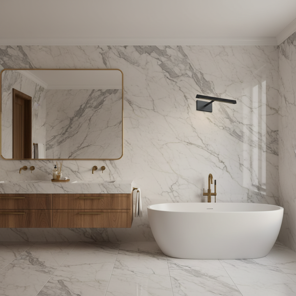 Riviko Radiant Arc LED Picture Light - luxury American master bathroom