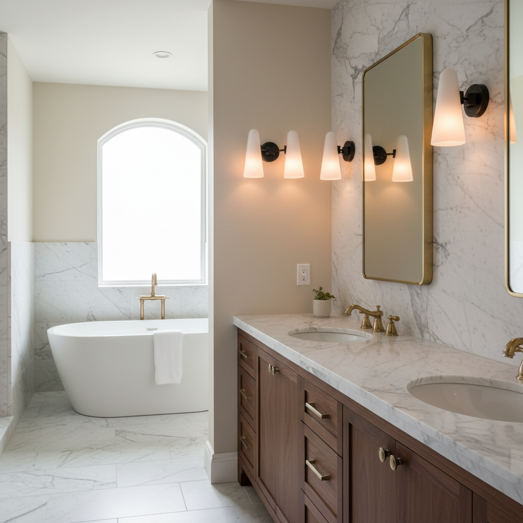 Riviko Aura Double Sconce - luxury American master bathroom