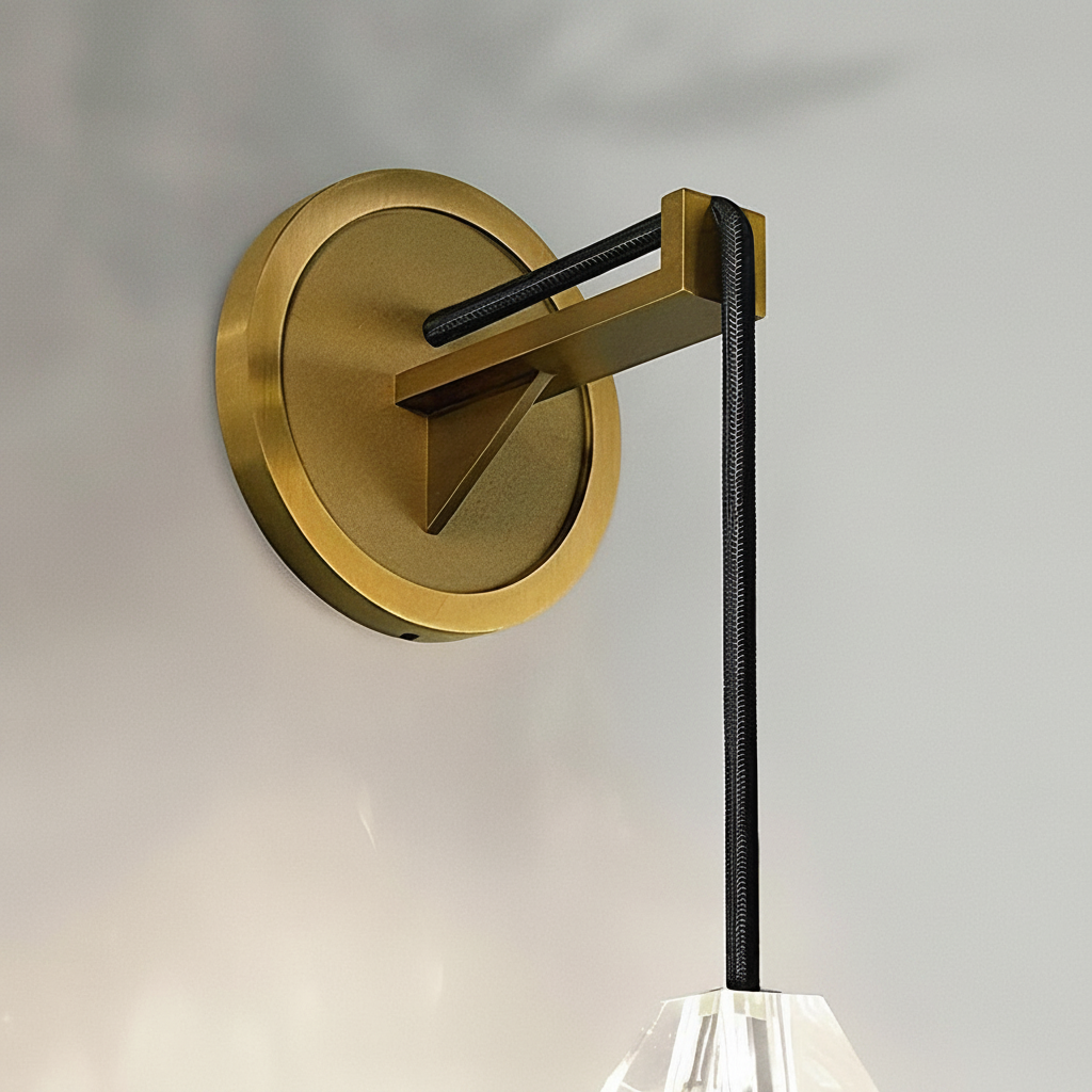 Riviko Radiant Brass Crystal Wall Sconce - Background Shot