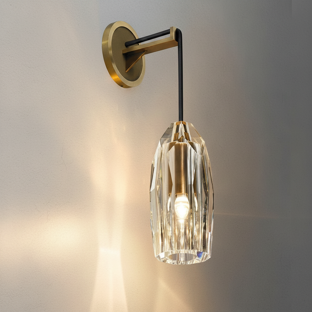 Riviko Radiant Brass Crystal Wall Sconce - Background Shot